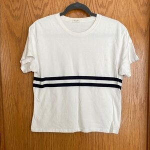 White T-Shirt with navy Stripes
